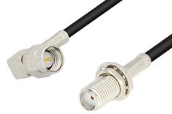 PE3149 - SMA Male Right Angle to SMA Female Bulkhead Cable Using RG174 Coax