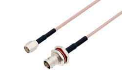 PE3177/HS - SMA Male to BNC Female Bulkhead Cable Using RG316 Coax with HeatShrink