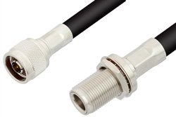 PE3217LF - N Male to N Female Bulkhead Cable Using RG214 Coax , LF Solder