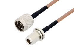 PE3227LF/HS - N Male to N Female Bulkhead Cable Using RG400 Coax with HeatShrink, LF Solder