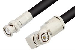 PE3327LF - BNC Male to BNC Male Right Angle Cable Using RG8 Coax, RoHS