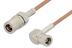 PE33356LF - SMB Plug to SMB Plug Right Angle Cable Using RG178 Coax, RoHS