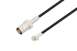 PE33461LF - BNC Female to MCX Plug Right Angle Cable Using RG174 Coax , LF Solder