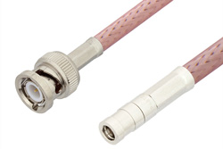 PE3349LF - SMB Plug to BNC Male Cable Using RG142 Coax, RoHS