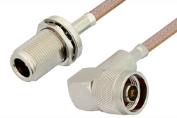 PE33528 - N Male Right Angle to N Female Bulkhead Cable Using RG400 Coax