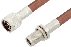 PE33530LF - N Male to N Female Bulkhead Cable Using RG393 Coax, RoHS