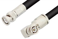 PE3355LF - BNC Male to BNC Male Right Angle Cable Using RG213 Coax, RoHS