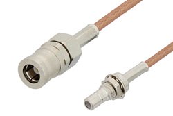 PE33676LF - SMB Plug to SMB Jack Bulkhead Cable Using RG178 Coax, RoHS
