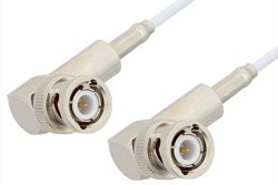 PE3381LF - BNC Male Right Angle to BNC Male Right Angle Cable Using RG188-DS Coax, RoHS