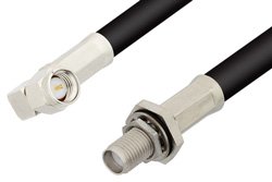 PE34160 - SMA Male Right Angle to SMA Female Bulkhead Cable Using 75 Ohm RG59 Coax