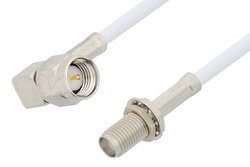 PE34179 - SMA Male Right Angle to SMA Female Bulkhead Cable Using RG188-DS Coax