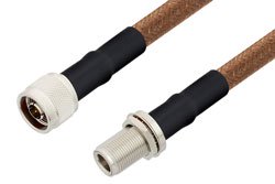 PE34194LF - N Male to N Female Bulkhead Cable Using RG225 Coax , LF Solder