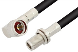 PE34216 - N Male Right Angle to N Female Bulkhead Cable Using RG8 Coax