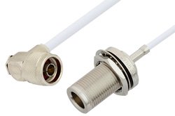 PE34218 - N Male Right Angle to N Female Bulkhead Cable Using RG188 Coax