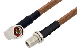 PE34221 - N Male Right Angle to N Female Bulkhead Cable Using RG225 Coax