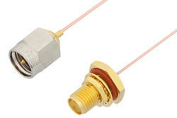 PE34241LF - SMA Male to SMA Female Bulkhead Cable Using PE-020SR Coax, RoHS