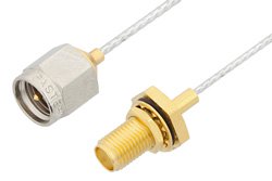PE34245LF - SMA Male to SMA Female Bulkhead Cable Using PE-SR047FL Coax, RoHS