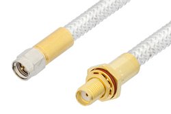 PE34249LF - SMA Male to SMA Female Bulkhead Cable Using PE-SR401FL Coax, RoHS