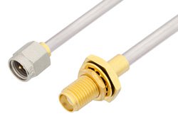 PE34252LF - SMA Male to SMA Female Bulkhead Cable Using PE-SR402AL Coax