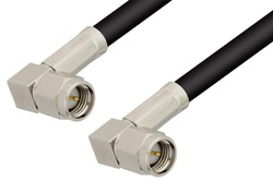 PE3428LF - SMA Male Right Angle to SMA Male Right Angle Cable Using RG223 Coax , LF Solder