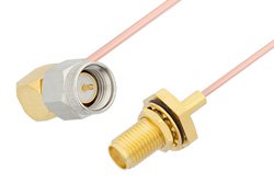 PE34303 - SMA Male Right Angle to SMA Female Bulkhead Cable Using PE-047SR Coax