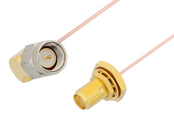 PE34321 - SMA Male Right Angle to SMA Female Bulkhead Cable Using PE-034SR Coax