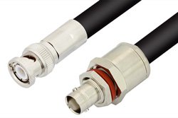 PE3440LF - BNC Male to BNC Female Bulkhead Cable Using RG8 Coax, RoHS