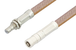 PE34483LF - SMB Plug to SMB Jack Bulkhead Cable Using RG400 Coax, RoHS