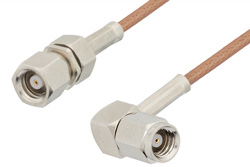 PE34492LF - SMC Plug to SMC Plug Right Angle Cable Using RG178 Coax, RoHS
