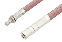 PE34495LF - SMB Plug to SMB Jack Bulkhead Cable Using RG142 Coax, RoHS