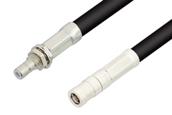 PE34497LF - SMB Plug to SMB Jack Bulkhead Cable Using RG223 Coax, RoHS