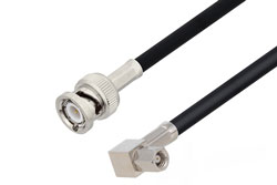 PE34734LF - SMC Plug Right Angle to BNC Male Cable Using RG58 Coax, LF Solder