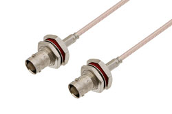 PE3482-12 - BNC Female Bulkhead to BNC Female Bulkhead Cable Using RG316 Coax in 12 Inch