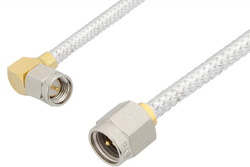 PE3483 - SMA Male to SMA Male Right Angle Cable Using PE-SR402FL Coax