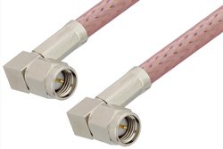 PE3514LF - SMA Male Right Angle to SMA Male Right Angle Cable Using RG142 Coax, RoHS