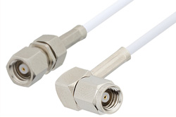 PE3601LF - SMC Plug to SMC Plug Right Angle Cable Using RG196 Coax, RoHS