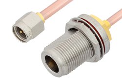 PE3769 - SMA Male to N Female Bulkhead Cable Using RG402 Coax