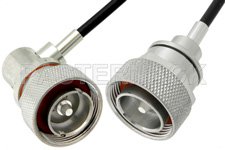 PE37957 - 7/16 DIN Male to 7/16 DIN Male Right Angle Cable Using PE-C240 Coax
