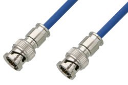 PE38130/BL - 75 Ohm BNC Male to 75 Ohm BNC Male Cable Using 75 Ohm PE-B159-BL Blue Coax