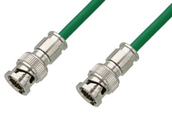 PE38130/GR - 75 Ohm BNC Male to 75 Ohm BNC Male Cable Using 75 Ohm PE-B159-GR Green Coax