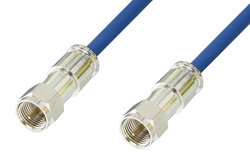 PE38136/BL - 75 Ohm F Male to 75 Ohm F Male Cable Using 75 Ohm PE-B159-BL Blue Coax