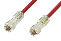 PE38136/RD - 75 Ohm F Male to 75 Ohm F Male Cable Using 75 Ohm PE-B159-RD Red Coax