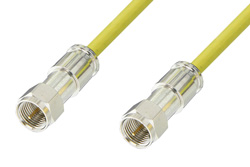 PE38136/YW - 75 Ohm F Male to 75 Ohm F Male Cable Using 75 Ohm PE-B159-YW Yellow Coax