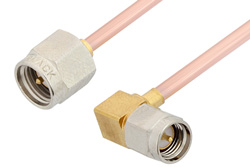 PE3822LF - SMA Male to SMA Male Right Angle Cable Using RG405 Coax, RoHS