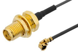 PE38297 - SMA Female Bulkhead to UMCX Plug Cable Using 1.13mm Coax