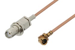 PE38299 - SMA Female Bulkhead to UMCX Plug Cable Using RG178 Coax