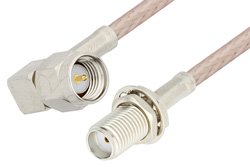 PE3836 - SMA Male Right Angle to SMA Female Bulkhead Cable Using RG316 Coax