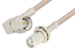 PE3836LF - SMA Male Right Angle to SMA Female Bulkhead Cable Using RG316 Coax, RoHS