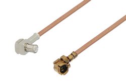 PE38502 - UMCX Plug to MCX Plug Right Angle Cable Using RG178 Coax