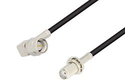 PE38574 - SMA Male Right Angle to SMA Female Bulkhead Cable Using PE-C100-LSZH Coax